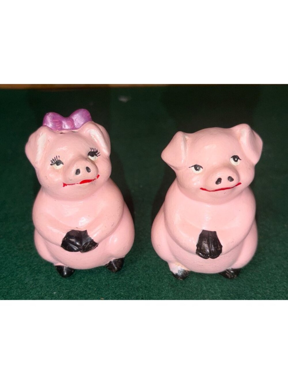 VTG Pink Pig Salt & Pepper Shakers Set 3" Tall Hand-Painted Ceramic Collectibles